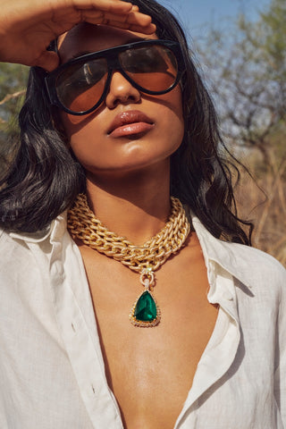 Roza Statement Pendant Chain Choker
