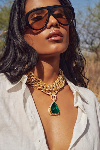 Roza Statement Pendant Chain Choker
