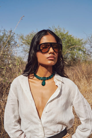 Esra Green Doublet Necklace Set
