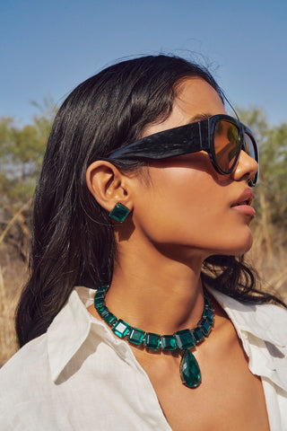 Esra Green Doublet Necklace Set
