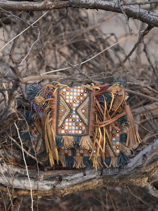 Beige Fringe Clutch
