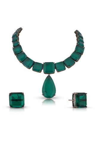 Esra Green Doublet Necklace Set
